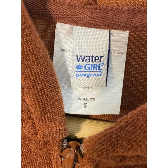 Patagonia Water Girl brown burnt orange jacket with hood sz small - Picture 6 of 7